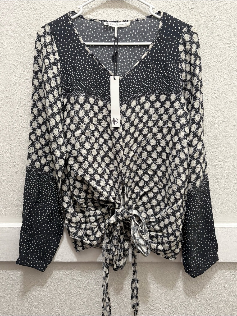 House of Harlow 1960 Simona Dot Long Sleeve Top NWT XS